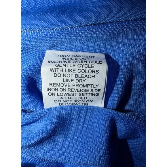 Notations Blue Chain Detail Blouse – Women’s 1X Roll Tab 3/4 Sleeve Top - Picture 10 of 12